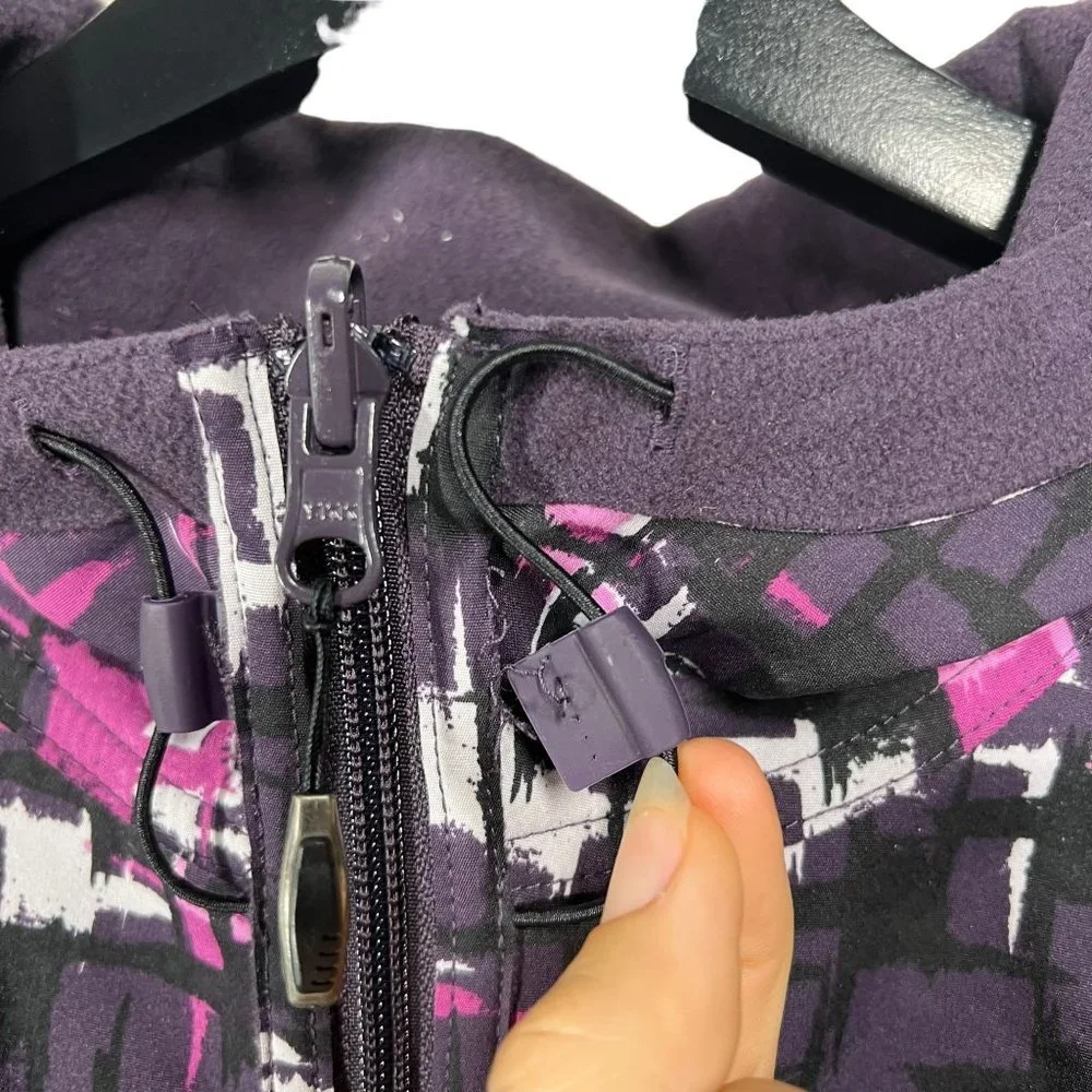 Columbia Purple Print Zip Up Lined Hooded Jacket XL - Picture 3 of 10